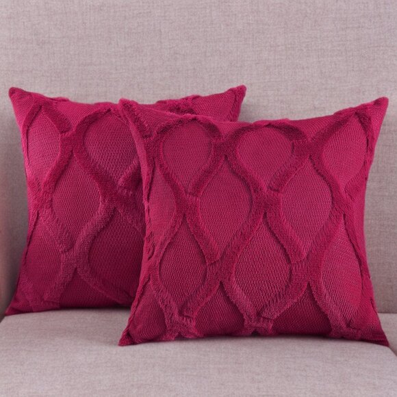 Decorative Pillow Covers 2pc Soft Accent Couch Boho Farmhouse Cottage Decor Red - Picture 10 of 12